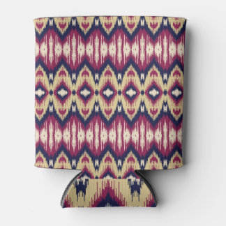 Rafraîchisseur Pour Canette chevron ikat bleu rose, ethnique.