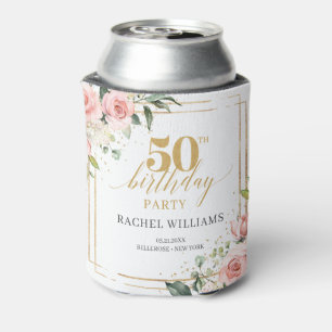 Rafraîchisseur Pour Canette Chic aquarelle fleurs rousses eucalyptus or 50e