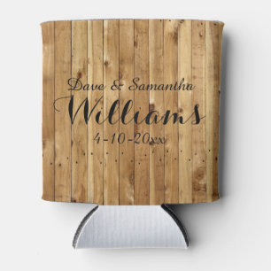 Rafraîchisseur Pour Canette Chic Country Wood M. Mme Wedding Favor
