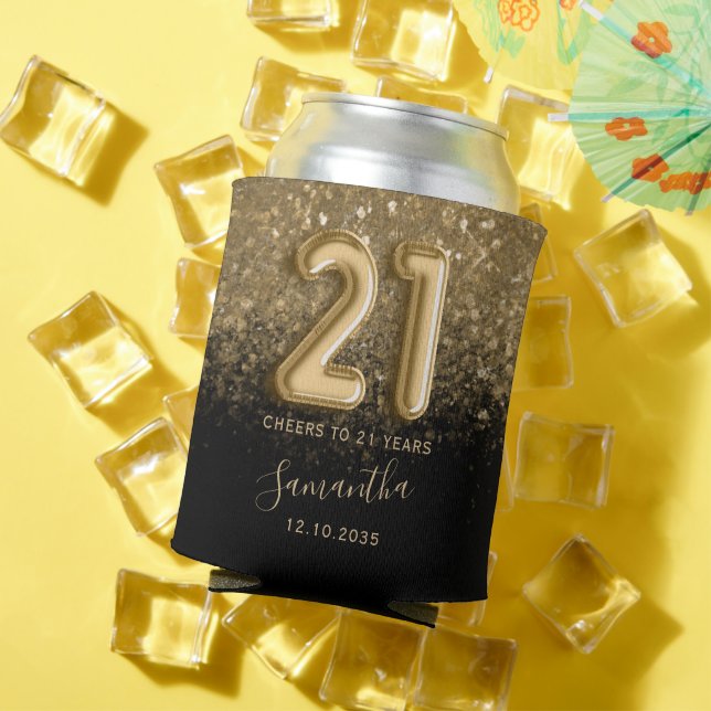 Rafraîchisseur Pour Canette Chic Gold et Parties scintillant noire 21e anniver (Été in situ)