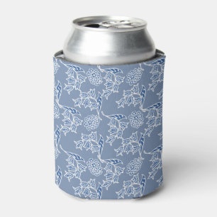 Rafraîchisseur Pour Canette Chic Indigo Blue Ethnic Floral Print Can Cooler
