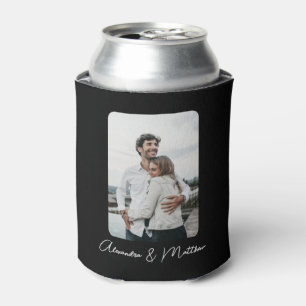 Rafraîchisseur Pour Canette Chic Mariage Noir Calligraphie Personnalisée Photo