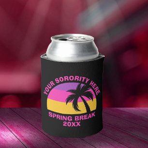 Rafraîchisseur Pour Canette Chic Spring Break Party Hot Pink Black Beach
