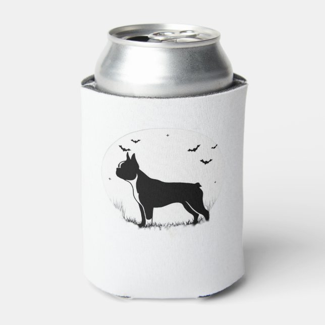 Rafraîchisseur Pour Canette Chien de Boston Terrier � Halloween Moon Silhouett (Can devant)