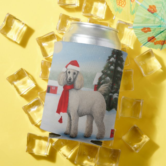 Rafraîchisseur Pour Canette Chien de caniche à Noël de neige (Été in situ)