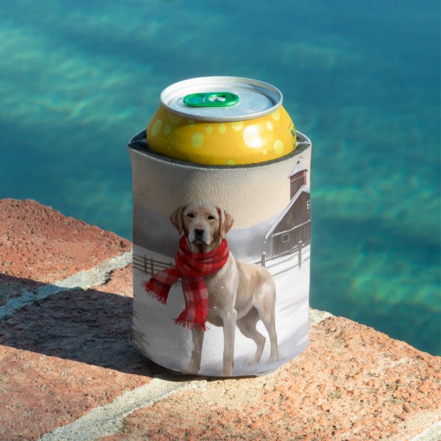Rafraîchisseur Pour Canette Chien du Labrador à Noël de neige (Piscine in situ)