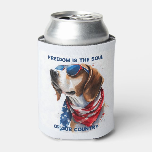 Rafraîchisseur Pour Canette Chien patriotique 4 juillet (Can devant)