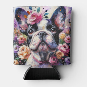 Rafraîchisseur Pour Canette Chien Rose Floral Rose Blanc Noir Blanc