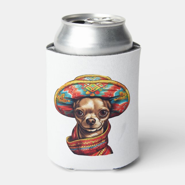Rafraîchisseur Pour Canette Chihuahua Mexique Cinco de Mayo Funny Chien (Can devant)