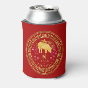 Rafraîchisseur Pour Canette Chinois Zodiac Pig Rouge/Or ID542