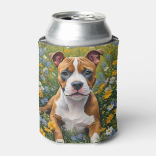 Rafraîchisseur Pour Canette Chiots Staffordshire Bull Terrier Brun Et Blanc,