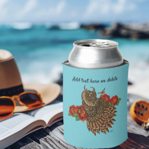 Rafraîchisseur Pour Canette Chouette des Roses rouges bleu