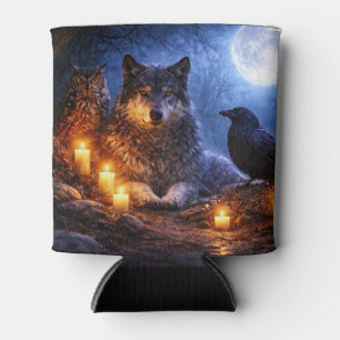 Rafraîchisseur Pour Canette Chouette loup et corbeau mystiques