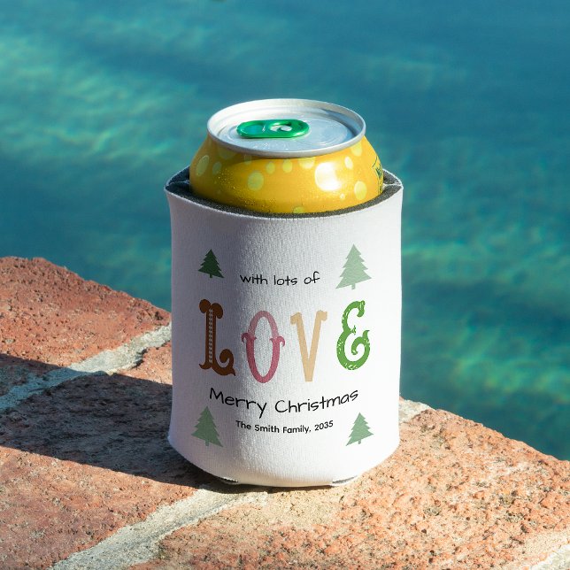 Rafraîchisseur Pour Canette Christmas Love Modern Typography Personalized  (Add a cool touch to your Party with this “Christmas Love Modern Typography Personalized Can Cooler”)
