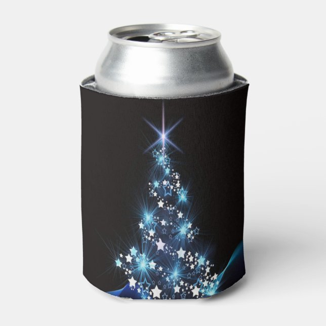 Rafraîchisseur Pour Canette Christmas Party Blue Tree Shiny Black Elegant (Can devant)
