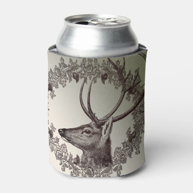 Rafraîchisseur Pour Canette Christmas Party Floral Reindeer Golden Winter (Can devant)