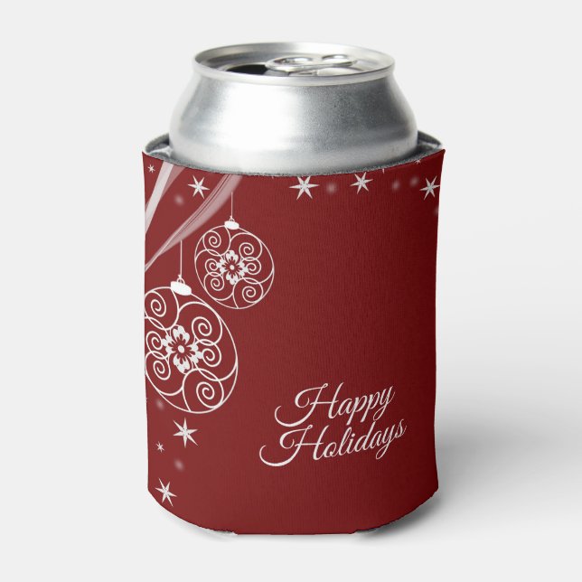 Rafraîchisseur Pour Canette Christmas Party White Ornaments Stars Red Elegant (Can devant)