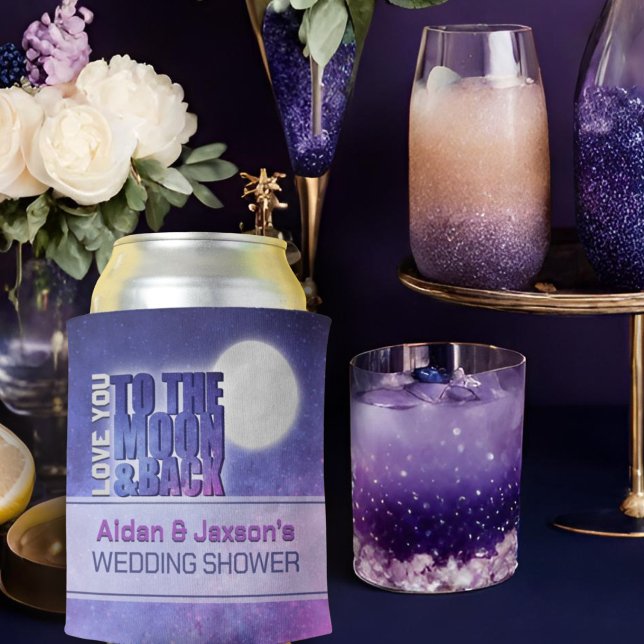 Rafraîchisseur Pour Canette Ciel Amour Toi Jusqu'à la Lune Shower de Mariage (Créateur téléchargé)
