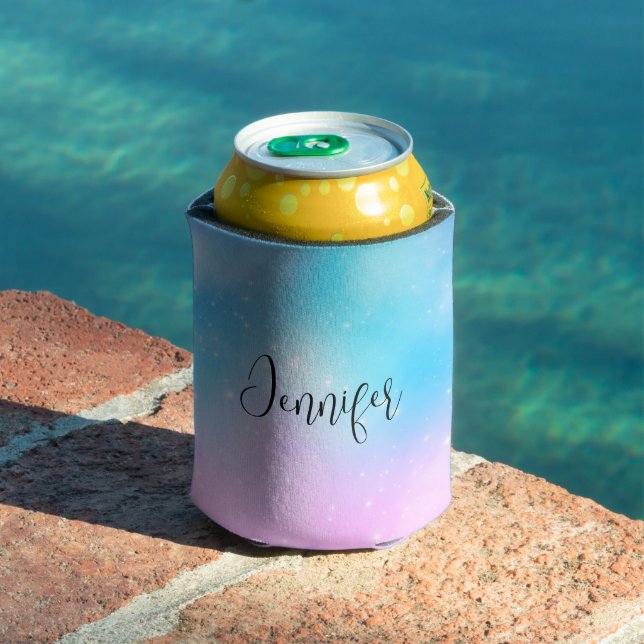 Rafraîchisseur Pour Canette Ciel dégradé rose et bleu pastel avec étoiles (Piscine in situ)