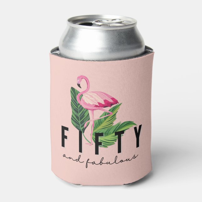 Rafraîchisseur Pour Canette Cinquante fabuleux Flamant rose rose 50e anniversa (Can devant)