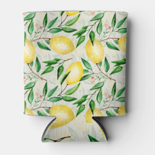 Rafraîchisseur Pour Canette citrons aquarelle, motif de fruits sans soudure.