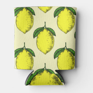 Rafraîchisseur Pour Canette Citrons et feuilles : motif d'été.