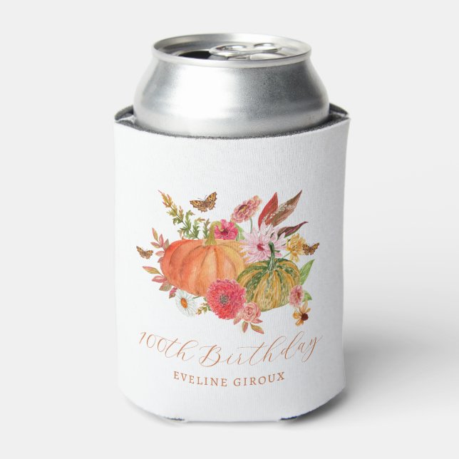Rafraîchisseur Pour Canette Citrouille Automne Fleur sauvage Floral 100e anniv (Can devant)