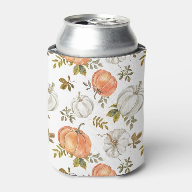 Rafraîchisseur Pour Canette Citrouilles d'aquarelle et Motif d'automne de feui (Can devant)