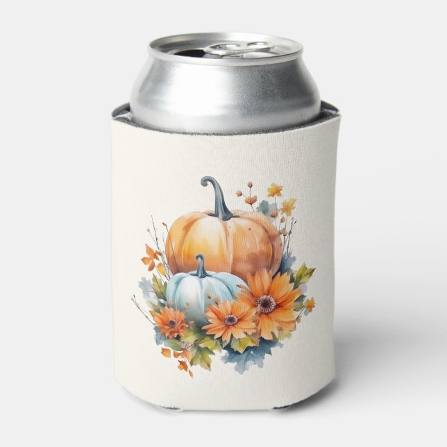 Rafraîchisseur Pour Canette Citrouilles d'automne avec Fleurs et Foliage (Can devant)