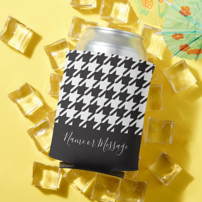 Rafraîchisseur Pour Canette Classic moderne noir et blanc Houndstooth (Été in situ)