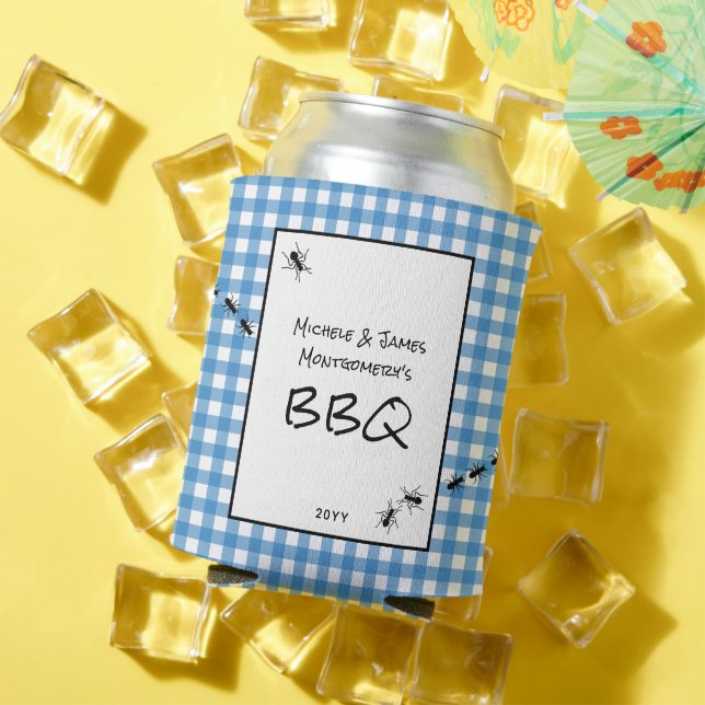 Rafraîchisseur Pour Canette Classique Bleu Blanc En vichy Ants BBQ Pique-nique (Été in situ)