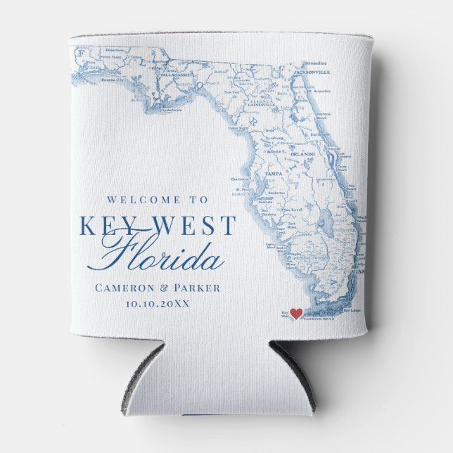 Rafraîchisseur Pour Canette Clé élégante Ouest Floride Mariage Favoriser (Devant)