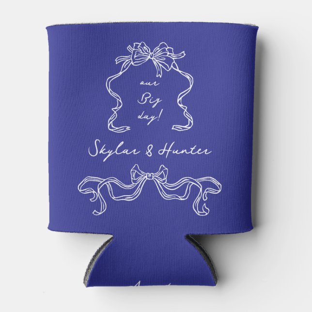 Rafraîchisseur Pour Canette Cobalt Blue Boho Bow La Dolce Vita Mariage rétro (Devant)