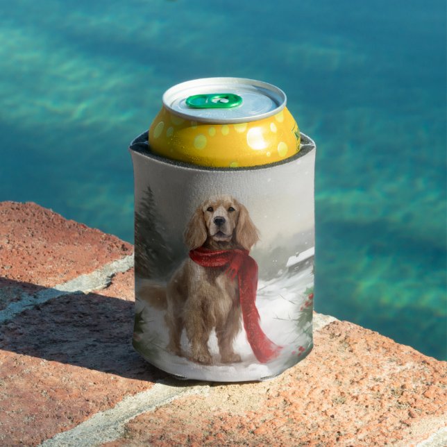 Rafraîchisseur Pour Canette Cocker Spaniel Chien dans Noël de neige (Piscine in situ)