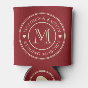 Rafraîchisseur Pour Canette Cœur de monogramme de mariage Cranberry profond du