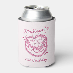 Rafraîchisseur Pour Canette Coeur rose rétro Coquette gâteau cerise Anniversai