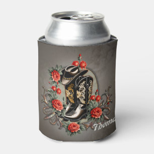 Rafraîchisseur Pour Canette Cœurs de cowboy : Un poème de bottes et de fleurs.