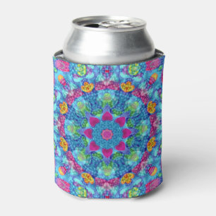 Rafraîchisseur Pour Canette Coeurs Violet Vintage & Kaleidoscope Fractal Bleu