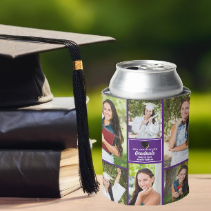 Rafraîchisseur Pour Canette Collage de photos de diplômé violet Fête de fin d'