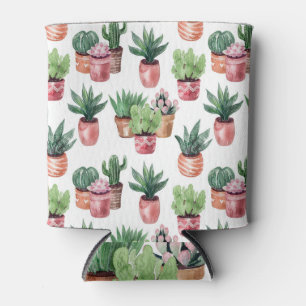 Rafraîchisseur Pour Canette Collection de cactus dans des pots, aquarelle.
