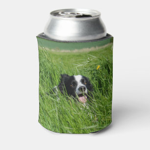 Rafraîchisseur Pour Canette Collie noir et blanc en herbe