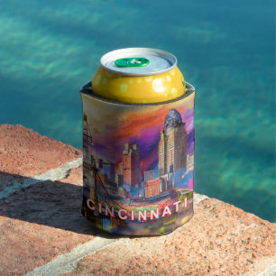 Rafraîchisseur Pour Canette Colorful Cincinnati Skyline Art Abstrait