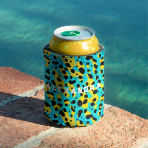 Rafraîchisseur Pour Canette Cool Aqua Blue Neon Leopard Spots Jungle Bold Typo