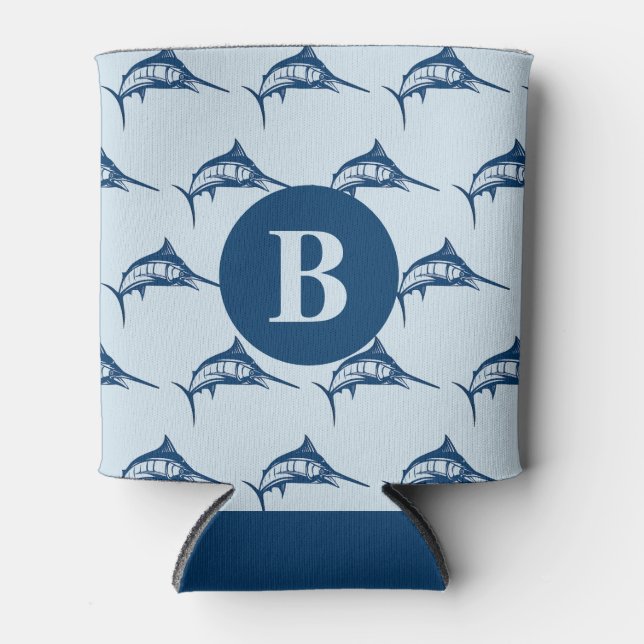 Rafraîchisseur Pour Canette Cool Blue Swordfish Motif Monogramme (Devant)