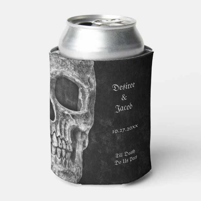Rafraîchisseur Pour Canette Cool Gothique Moitié Crâne Noir et Blanc Grunge (Can devant)