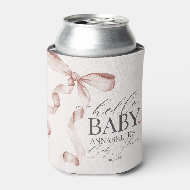 Rafraîchisseur Pour Canette Coquette Beige Bow Girl Baby shower Dessert Faveur (Can devant)