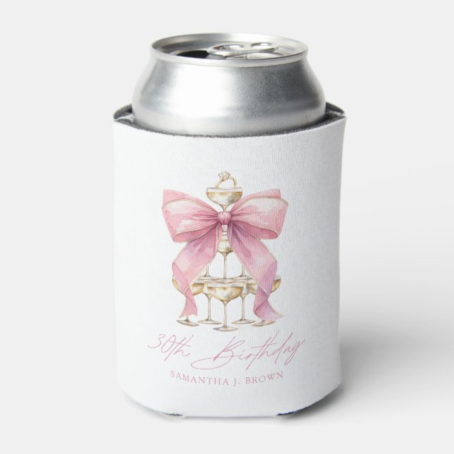 Rafraîchisseur Pour Canette Coquette rose Bow 30e fête d'anniversaire (Can devant)