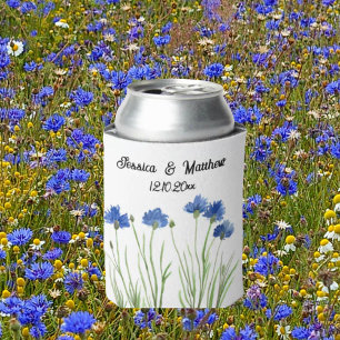 Rafraîchisseur Pour Canette Cornflowers Blue Aquarelle Mariages