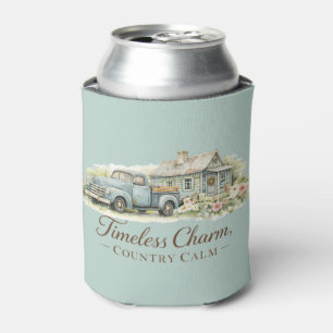 Rafraîchisseur Pour Canette Cottage Fleur Sauvage Calme Camion Bleu Vintage