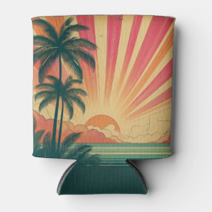 Rafraîchisseur Pour Canette Coucher de soleil rétro/tropical vintage/hawaïen